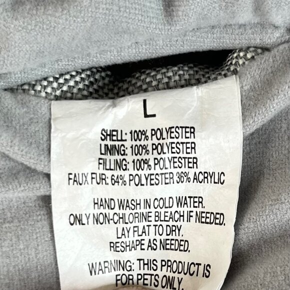 Pet Dog Coat With Faux-Fur Hood Light Gray Size Large - Picture 8 of 9